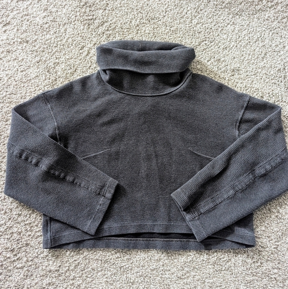 Lululemon Ribbed Funnel Neck Pullover Charcoal Grey Sweatshirt XS - Picture 2 of 7